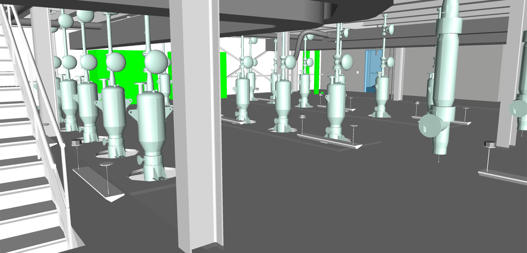 A rendering of the reactors at EMD Electronic chemical manufacturing plant.