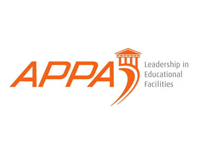 The logo of APPA with a column building vector image and ``Leadership in Educational Facilities`` signage in gray on the side.