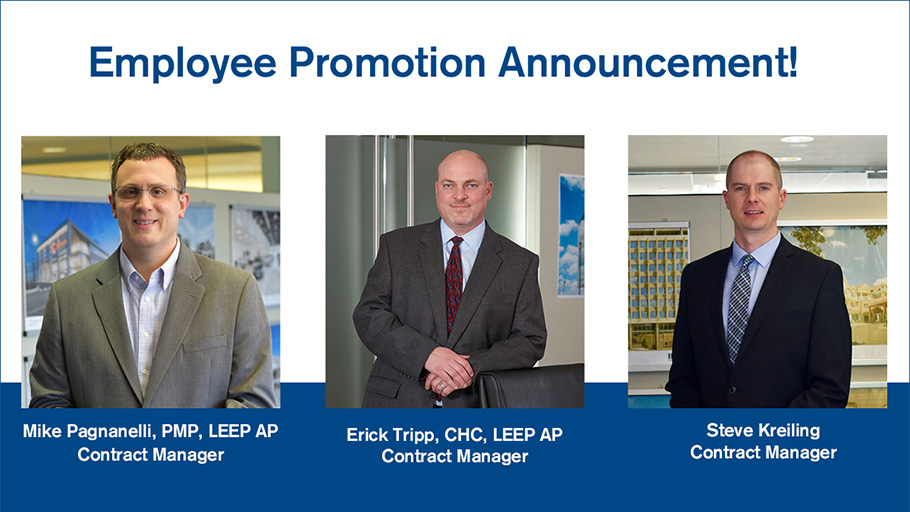 Promotion announcement for three IMC employees with each of their headshots