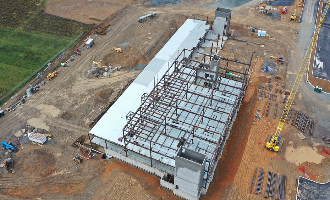 Aerial progress photo of construction of St. Luke's hospital