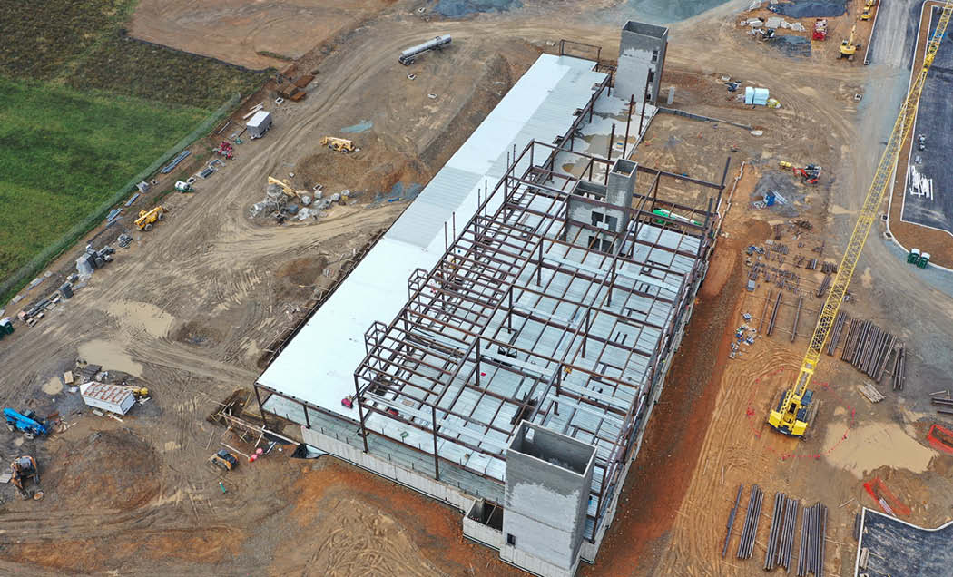 Aerial progress photo of construction of St. Luke`s hospital