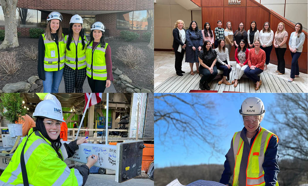 A four photo collage of various women at IMC Construction
