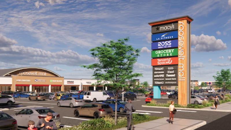 Rendering of exterior of Roosevelt Mall